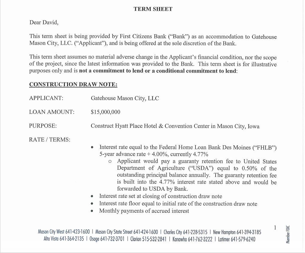 Term sheet clipping